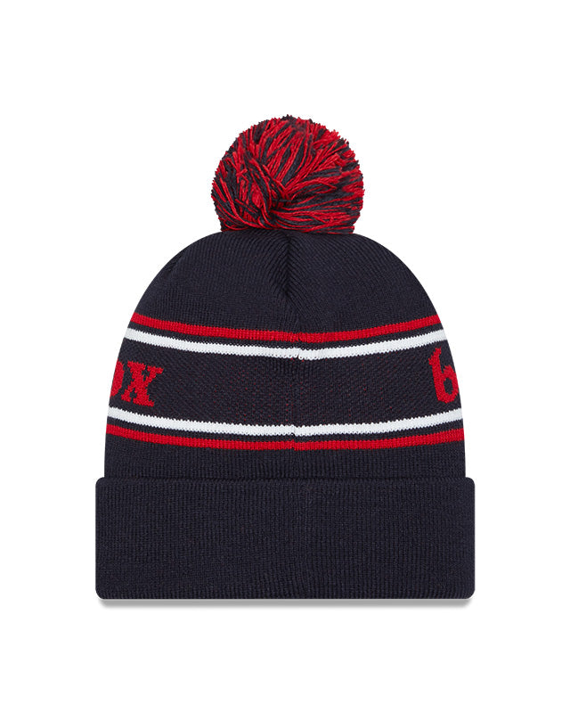 Boston Red Sox Navy New Era Marquee Cuffed Knit Hat with Pom Official Team Hat Sports Fan Cap Official NFL Team Hat Football Fan Cap