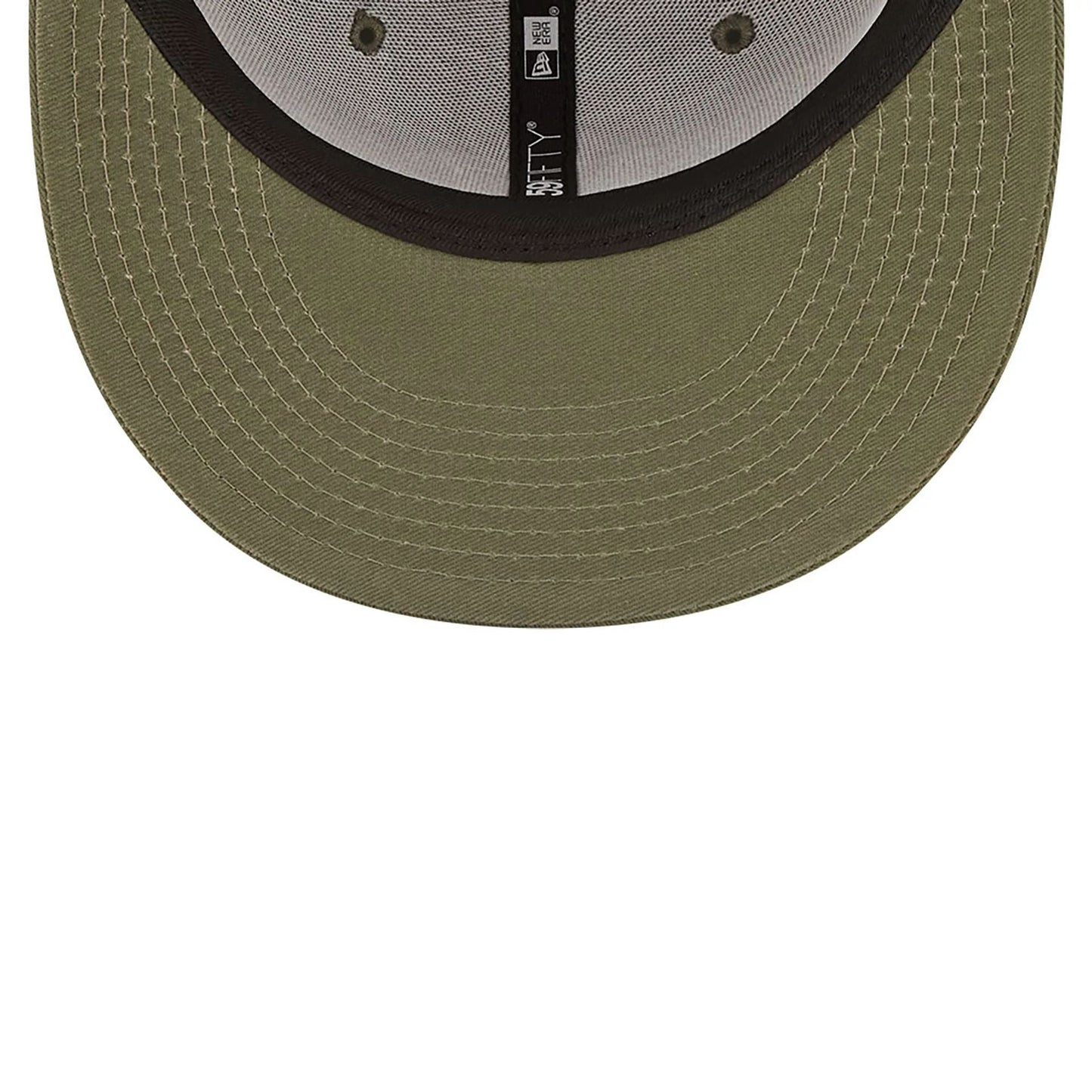 New York Yankees MLB League Essential 59FIFTY Fitted New Era Olive/White Official Team Hat Sports Fan Cap Official NFL Team Hat Football Fan Cap