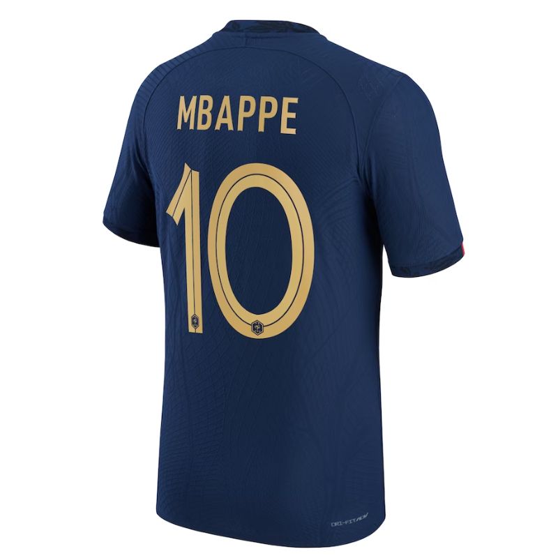 France Home Shirt 2022 - Kylian Mbappé 10 Player Jersey - Navy Official Team Jersey Sports Fan Apparel