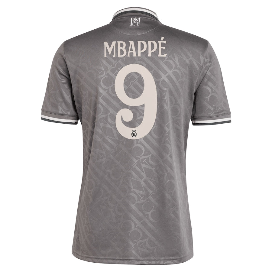 Kylian Mbappé Real Madrid adidas 2024 25 Third Player Jersey - Charcoal Official Team Jersey Sports Fan Apparel