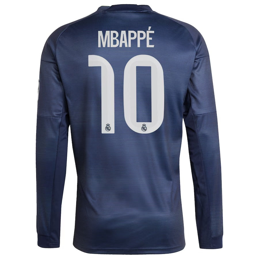 Kylian Mbappé Real Madrid adidas Authentic 2025 26 Away Long Sleeve Player Jersey - Blue Official Team Jersey Sports Fan Apparel