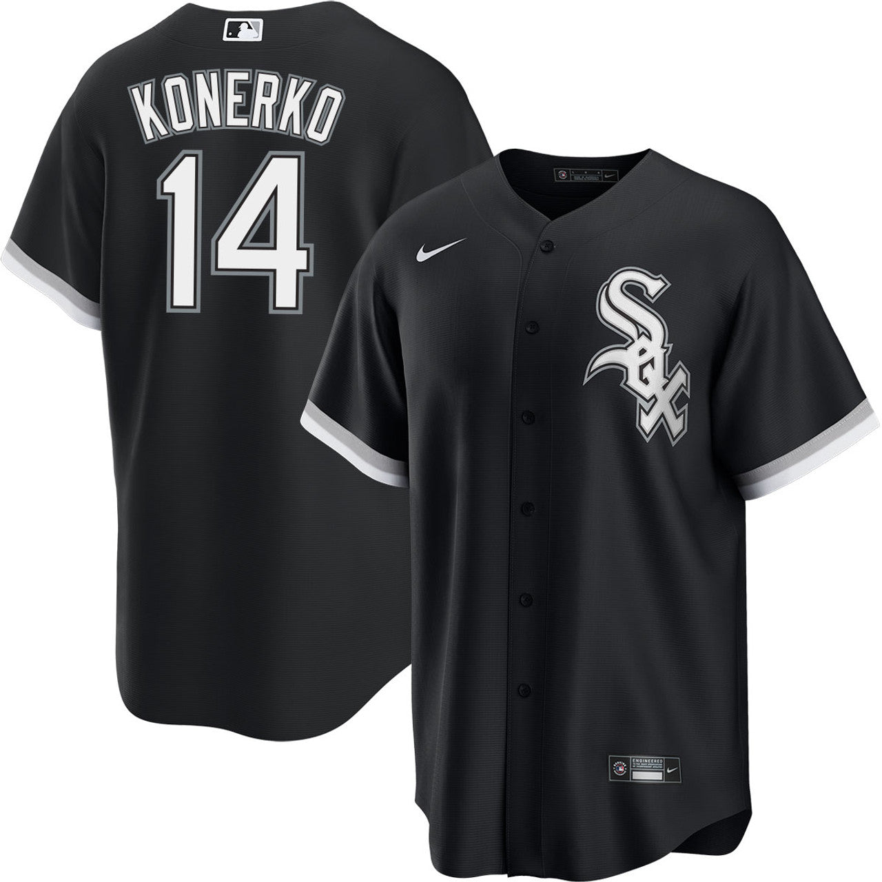 NIKE Men's Paul Konerko Chicago White Sox Black Alternate Premium Twill Replica Jersey Official Team Jersey Sports Fan Apparel Official NFL Team Jersey Football Fan Apparel