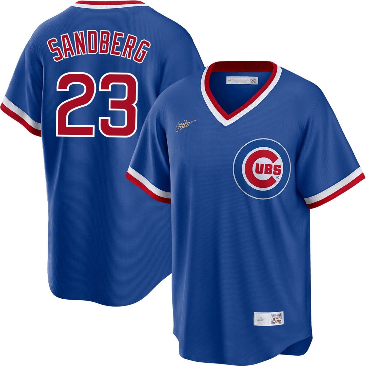 NIKE Men's Chicago Cubs Ryne Sandberg 1984 Cooperstown Collection Blue Alternate Replica Premium Twill Jersey Official Team Jersey Sports Fan Apparel Official NFL Team Jersey Football Fan Apparel