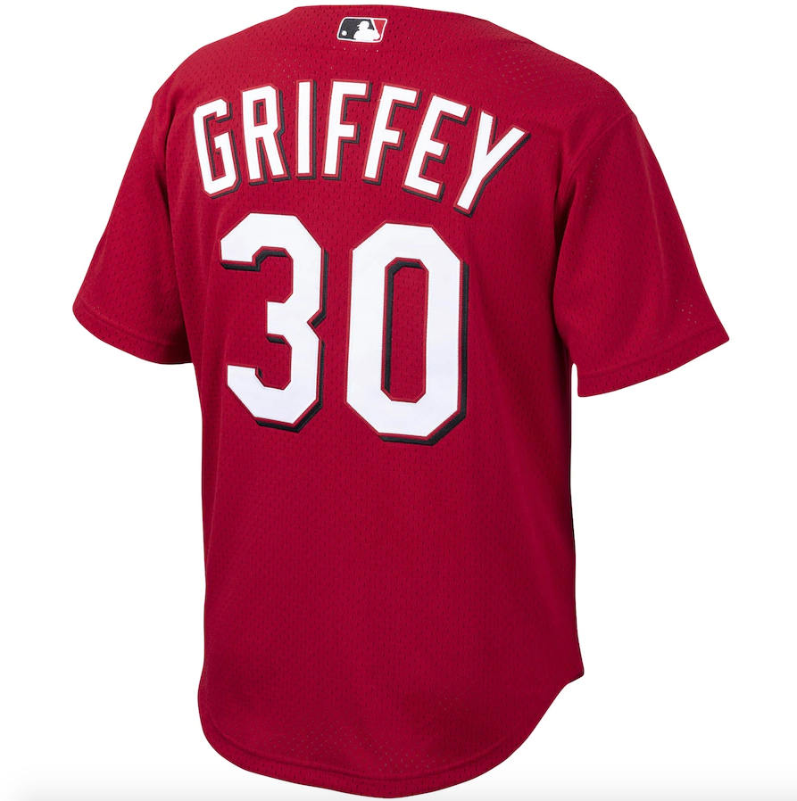 Men's Cincinnati Reds Ken Griffey Jr. Mitchell & Ness Red Cooperstown Collection Batting Practice Jersey Official Team Jersey Sports Fan Apparel Official NFL Team Jersey Football Fan Apparel