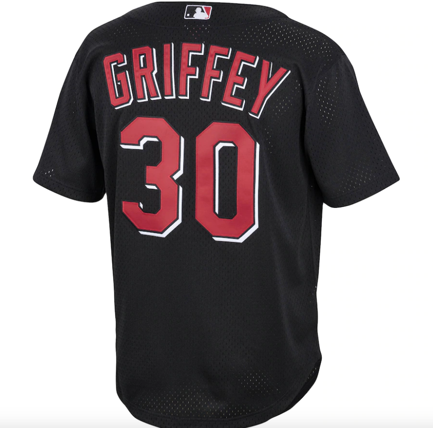 Men's Cincinnati Reds Ken Griffey Jr. Mitchell & Ness Black Cooperstown Collection Batting Practice Jersey Official Team Jersey Sports Fan Apparel Official NFL Team Jersey Football Fan Apparel