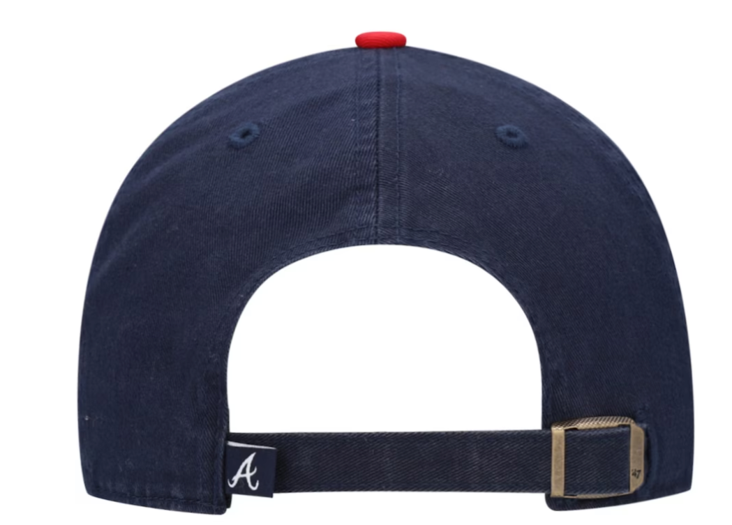 Men's Atlanta Braves Navy/Red Clean Up Adjustable Hat By '47 Brand Official Team Hat Sports Fan Cap Official NFL Team Hat Football Fan Cap