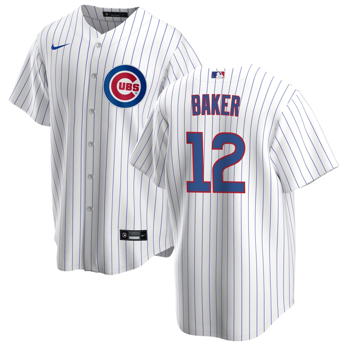 NIKE Men's Dusty Baker Chicago Cubs White Home Premium Stitch Replica Jersey Official Team Jersey Sports Fan Apparel Official NFL Team Jersey Football Fan Apparel