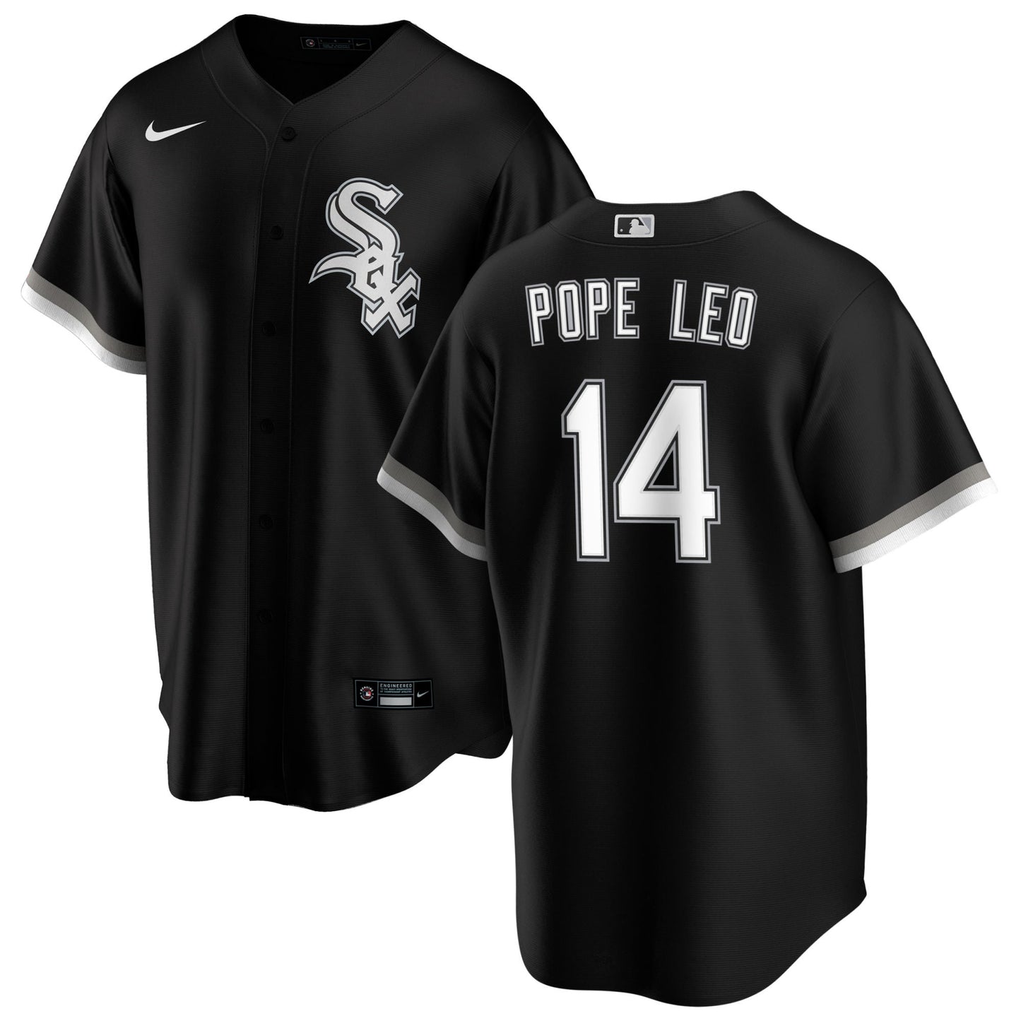Pope Leo #14 Chicago White Sox NIKE Replica Men's Alternate Black Premium Twill Jersey Official Team Jersey Sports Fan Apparel Official NFL Team Jersey Football Fan Apparel