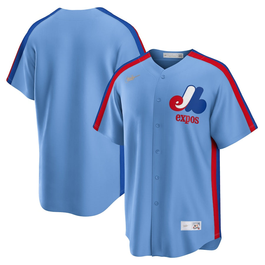 Men's Montreal Expos Nike Light Blue Road Cooperstown Collection Team Jersey Official Team Jersey Sports Fan Apparel Official NFL Team Jersey Football Fan Apparel