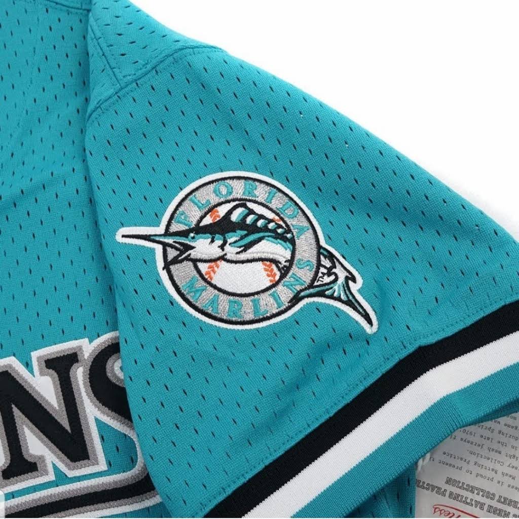 Men's Florida Marlins Andre Dawson 1995 Mitchell & Ness Teal Fashion Cooperstown Collection Mesh Batting Practice Jersey Official Team Jersey Sports Fan Apparel Official NFL Team Jersey Football Fan Apparel