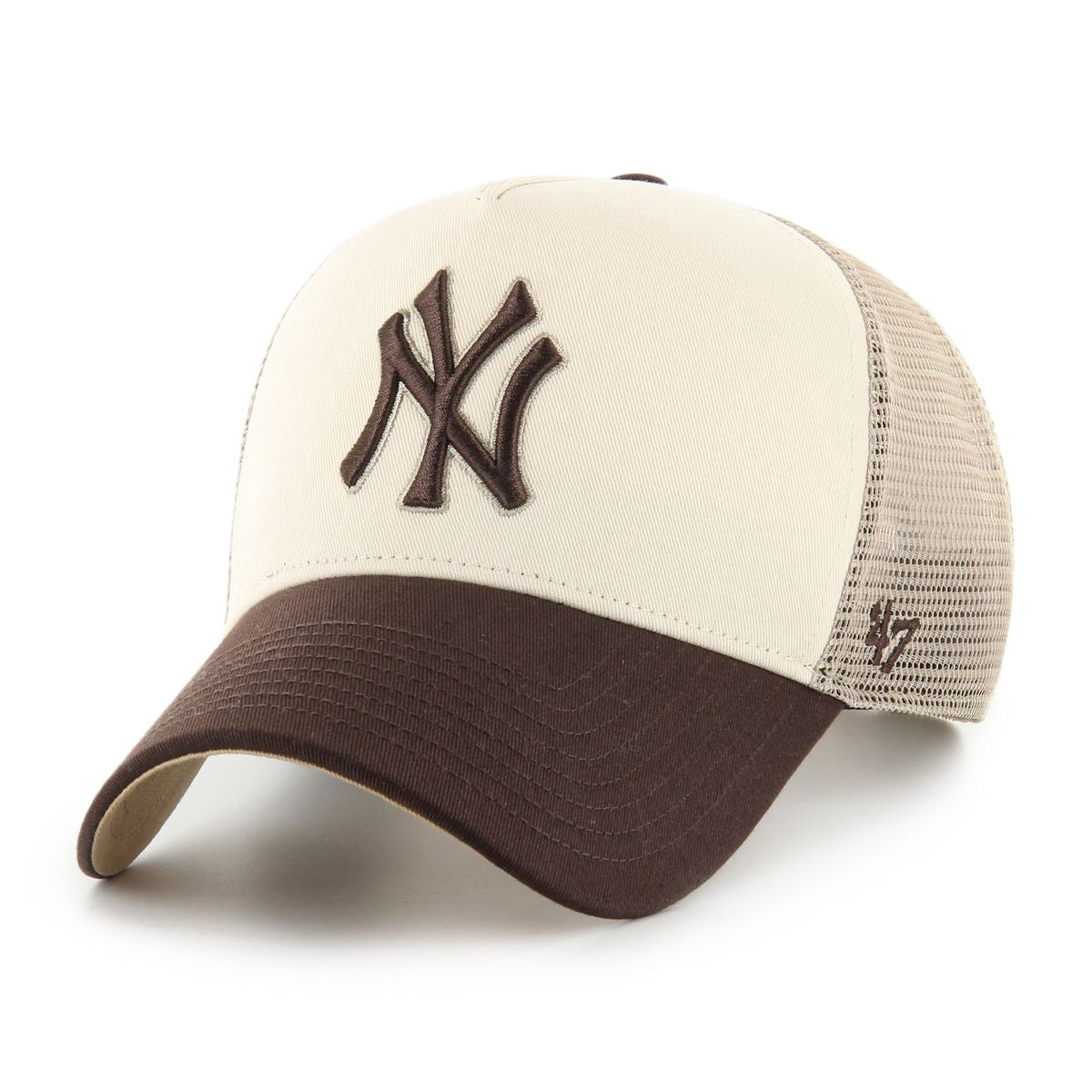 New York Yankees MLB Ballpark Mesh TT '47 Offside DT Beige/Brown Official Sports Fan Gear Official NFL Fan Gear