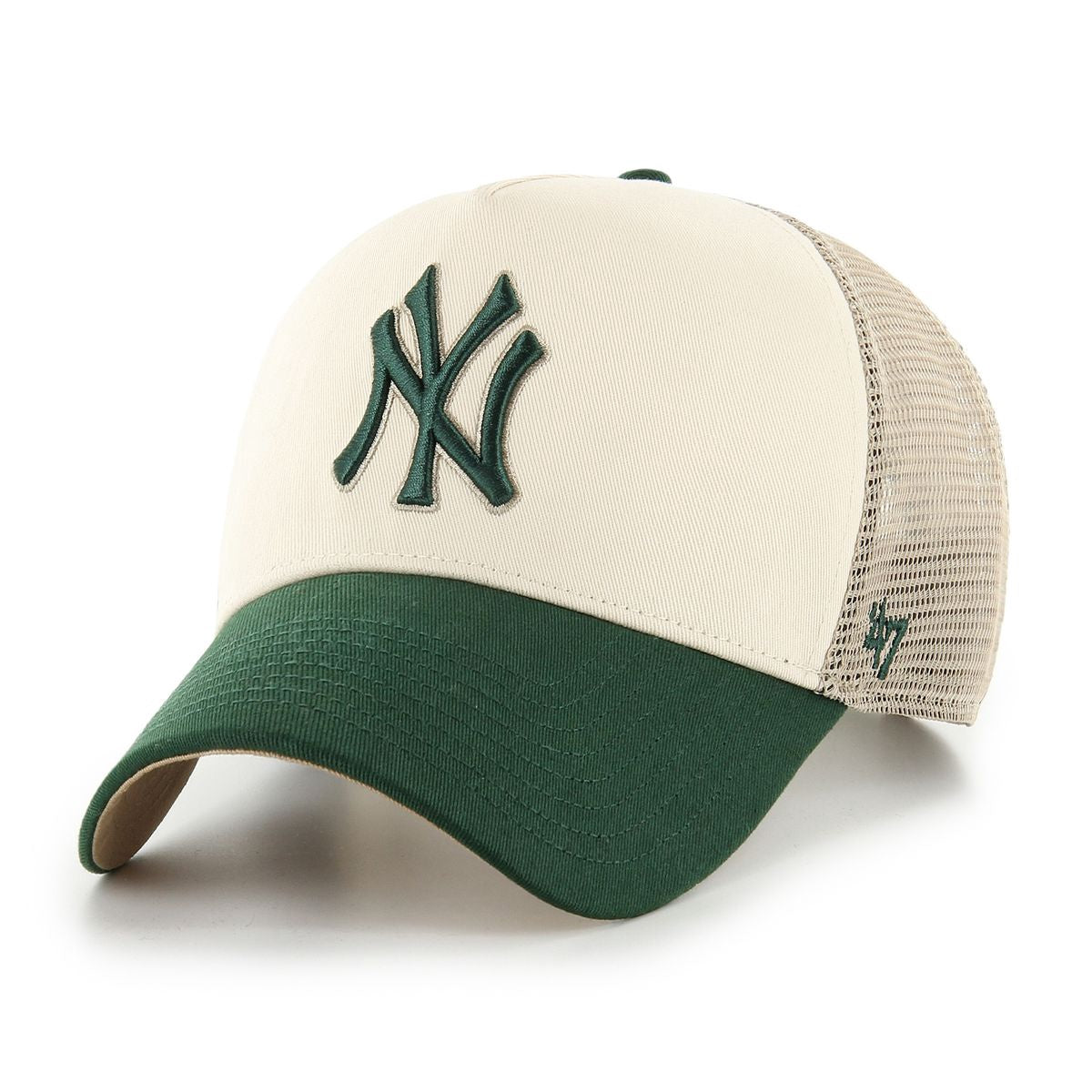 New York Yankees MLB Ballpark Mesh TT '47 Offside DT Beige/Green Official Sports Fan Gear Official NFL Fan Gear
