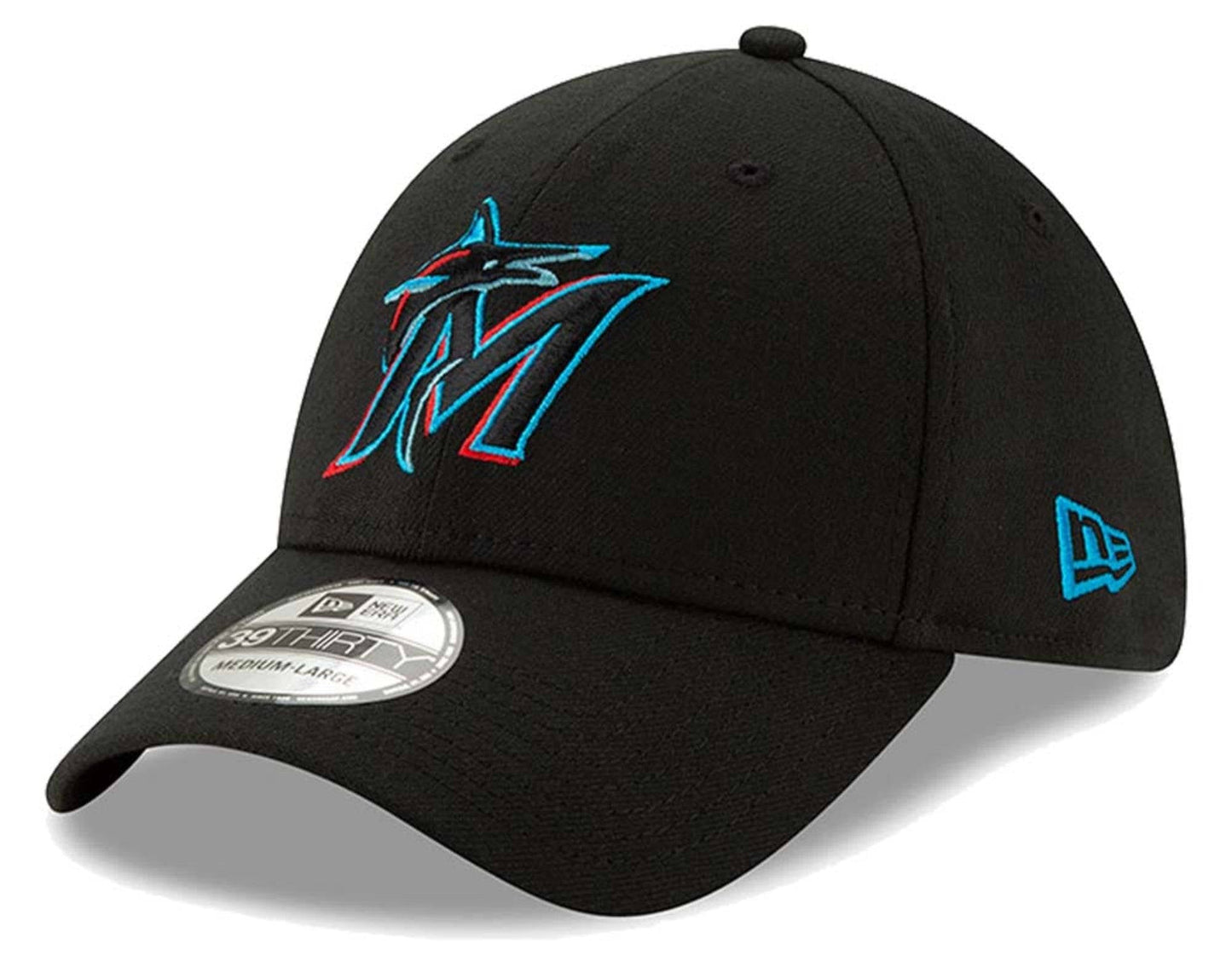 Men's Miami Marlins New Era Black Team Classic 39THIRTY Flex Hat Official Team Hat Sports Fan Cap Official NFL Team Hat Football Fan Cap