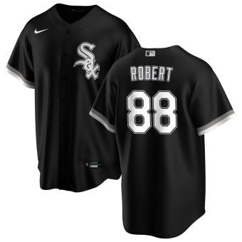 NIKE Men's Luis Robert Chicago White Sox Black Alternate Premium Twill Replica Jersey Official Team Jersey Sports Fan Apparel Official NFL Team Jersey Football Fan Apparel