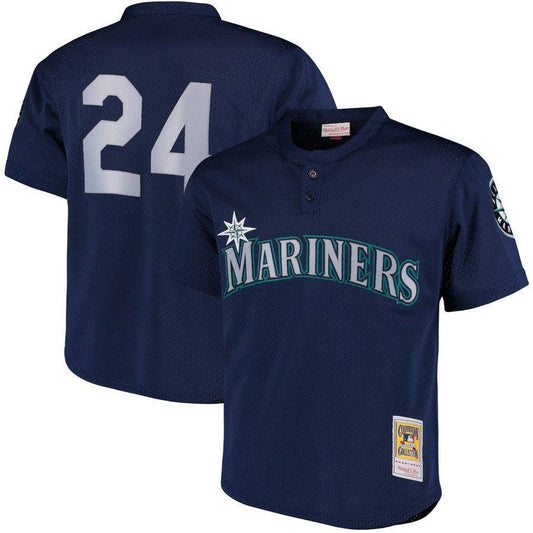Men's Seattle Mariners Ken Griffey Jr. 1995 Mitchell & Ness Navy Cooperstown Collection Mesh Batting Practice Jersey Official Team Jersey Sports Fan Apparel Official NFL Team Jersey Football Fan Apparel