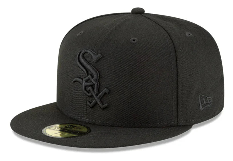 Men's Chicago White Sox New Era Tonal Black On Black 59FIFTY Fitted Hat Official Team Hat Sports Fan Cap Official NFL Team Hat Football Fan Cap