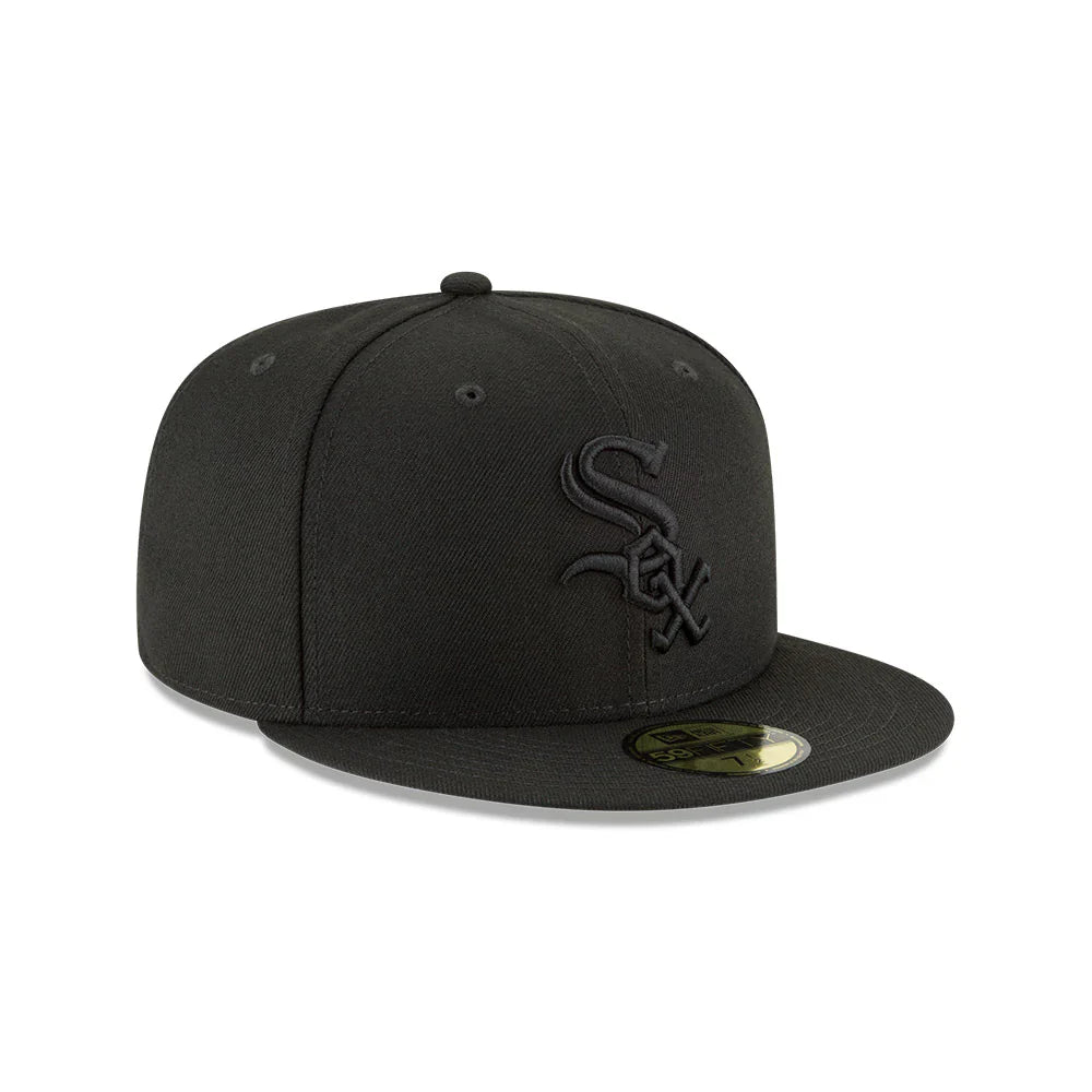 Men's Chicago White Sox New Era Tonal Black On Black 59FIFTY Fitted Hat Official Team Hat Sports Fan Cap Official NFL Team Hat Football Fan Cap