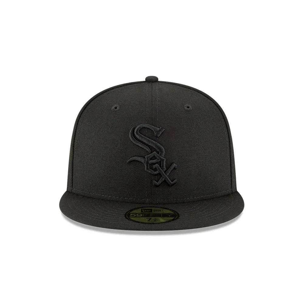 Men's Chicago White Sox New Era Tonal Black On Black 59FIFTY Fitted Hat Official Team Hat Sports Fan Cap Official NFL Team Hat Football Fan Cap