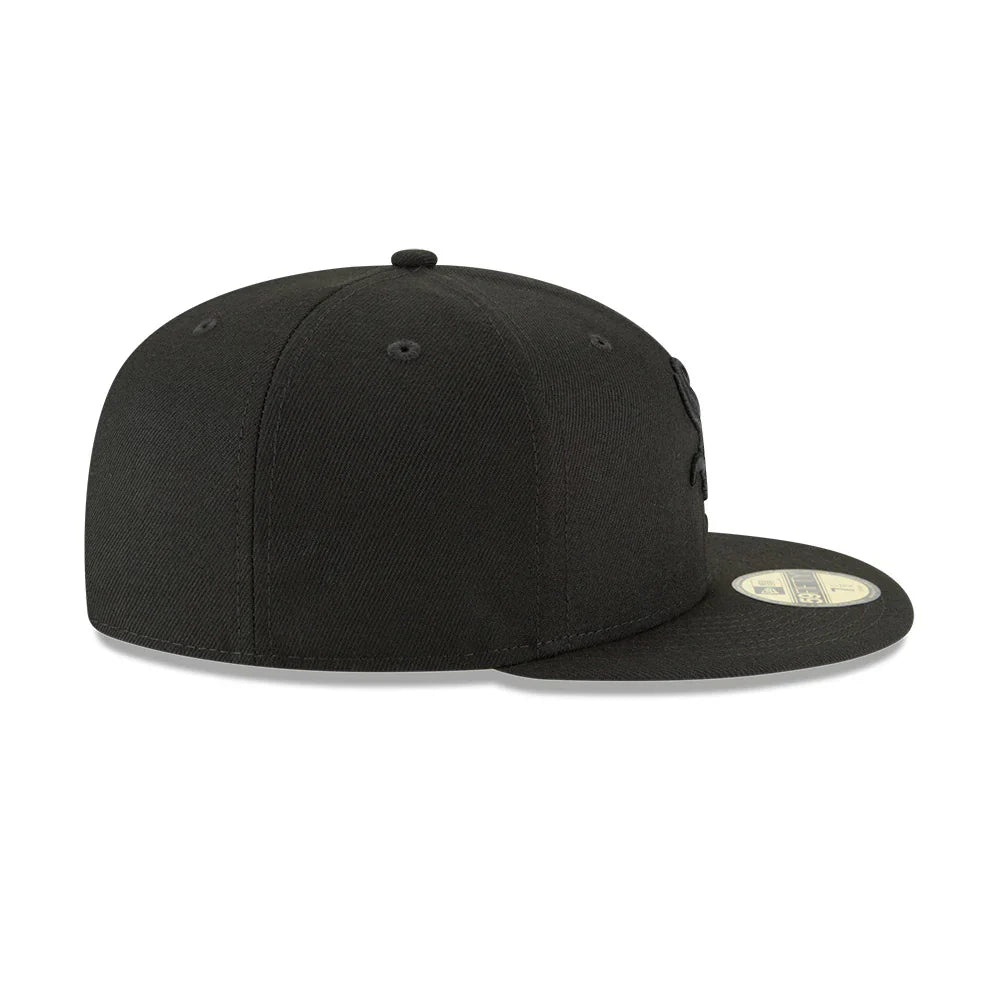 Men's Chicago White Sox New Era Tonal Black On Black 59FIFTY Fitted Hat Official Team Hat Sports Fan Cap Official NFL Team Hat Football Fan Cap