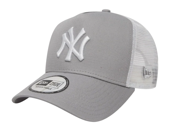 New York Yankees MLB League Essential A-Frame Trucker Snapback New Era Gray/White Official Team Hat Sports Fan Cap Official NFL Team Hat Football Fan Cap
