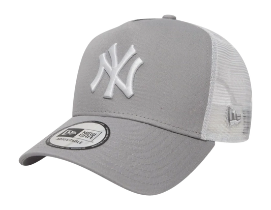 New York Yankees MLB League Essential A-Frame Trucker Snapback New Era Gray/White Official Team Hat Sports Fan Cap Official NFL Team Hat Football Fan Cap
