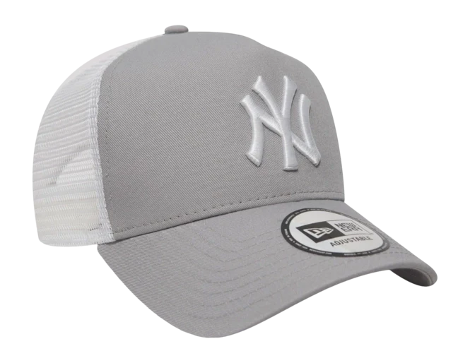 New York Yankees MLB League Essential A-Frame Trucker Snapback New Era Gray/White Official Team Hat Sports Fan Cap Official NFL Team Hat Football Fan Cap
