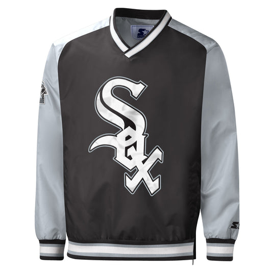 Men's Chicago White Sox Gameday Trainer III Black V-Neck Pullover Jacket Official Sports Fan Gear Official NFL Fan Gear