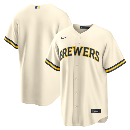 Men's Milwaukee Brewers Nike Cream Home Replica Team Jersey Official Team Jersey Sports Fan Apparel Official NFL Team Jersey Football Fan Apparel