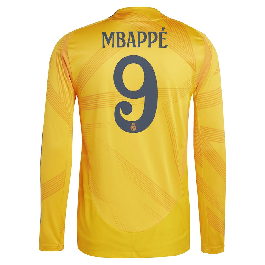 Kylian Mbappé Real Madrid adidas 2024 25 Away Long Sleeve Player Jersey - Orange Official Team Jersey Sports Fan Apparel