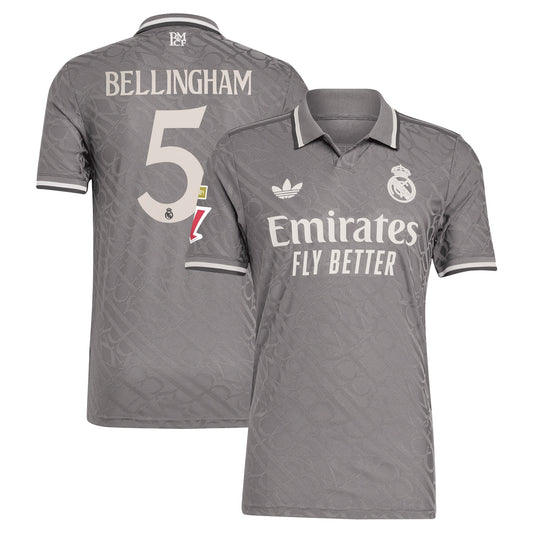 Jude Bellingham Real Madrid adidas Originals 2024 25 Third Player Jersey - Charcoal Official Team Jersey Sports Fan Apparel