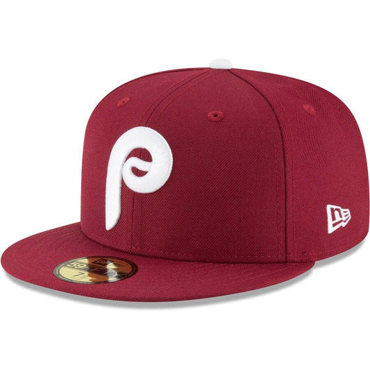 Men's Philadelphia Phillies New Era Maroon Cooperstown Collection Wool 59FIFTY Fitted Hat Official Team Hat Sports Fan Cap Official NFL Team Hat Football Fan Cap