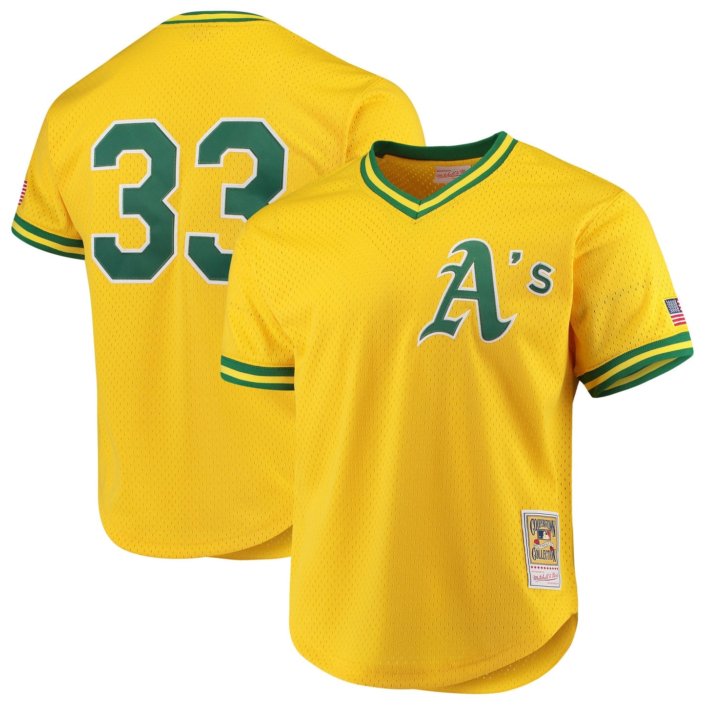 Mitchell & Ness Oakland Athletics Jose Canseco 1990 Cooperstown Collection Authentic Practice Jersey - Yellow Official Team Jersey Sports Fan Apparel Official NFL Team Jersey Football Fan Apparel