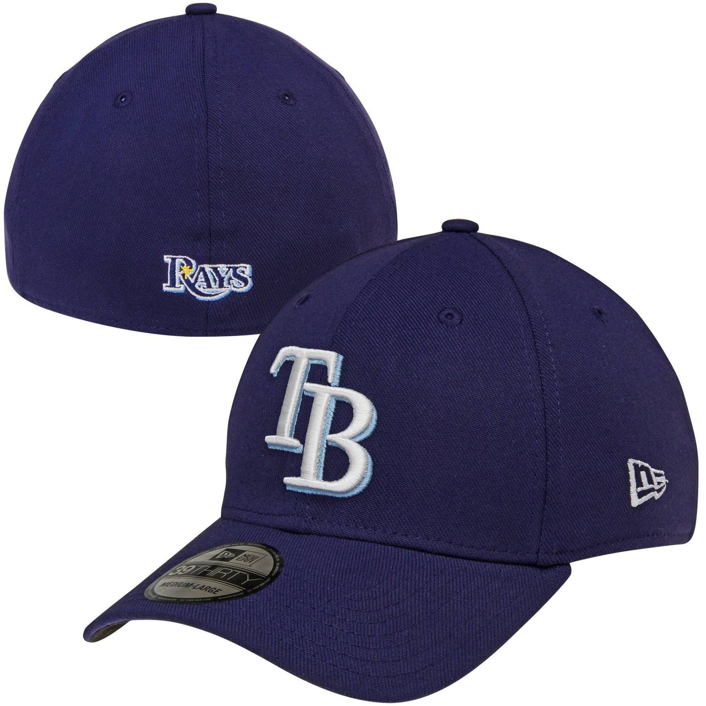 Men's Tampa Bay Rays New Era Navy MLB Team Classic 39THIRTY Flex Hat Official Team Hat Sports Fan Cap Official NFL Team Hat Football Fan Cap