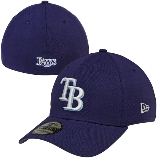 Men's Tampa Bay Rays New Era Navy MLB Team Classic 39THIRTY Flex Hat Official Team Hat Sports Fan Cap Official NFL Team Hat Football Fan Cap