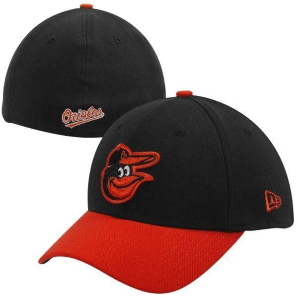 New Era Baltimore Orioles Black/Orange Team Classic Road 39THIRTY Flex Cap Official Team Hat Sports Fan Cap Official NFL Team Hat Football Fan Cap