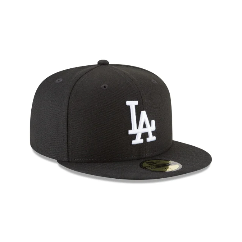 Los Angeles Dodgers MLB Basic 59FIFTY Fitted New Era Black/White Official Team Hat Sports Fan Cap Official NFL Team Hat Football Fan Cap