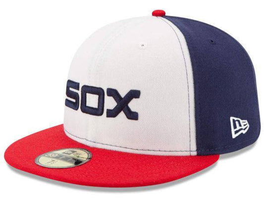 Men's Chicago White Sox New Era White/Red Authentic Collection On-Field Sunday Alternate 59FIFTY Fitted Hat Official Team Hat Sports Fan Cap Official NFL Team Hat Football Fan Cap