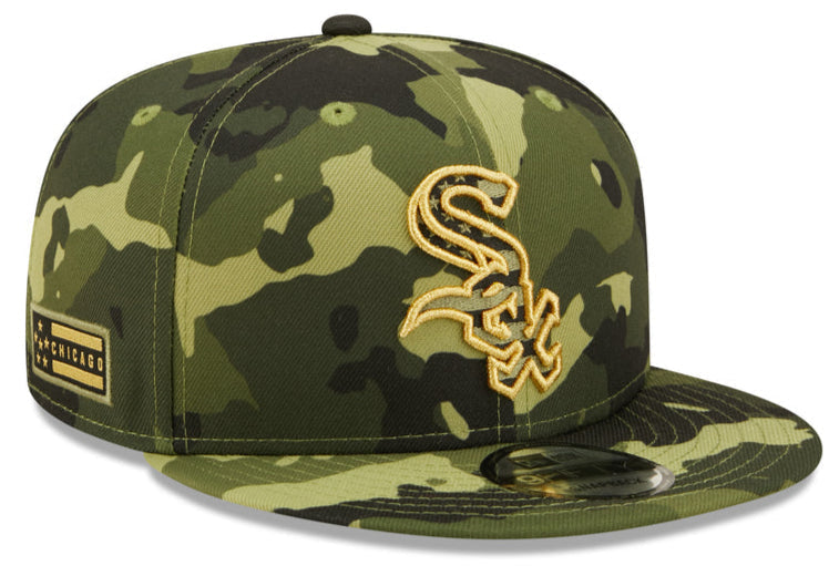 Men's Chicago White Sox New Era 2022 Armed Forces Day Camo 9FIFTY Snapback Adjustable Hat Official Team Hat Sports Fan Cap Official NFL Team Hat Football Fan Cap