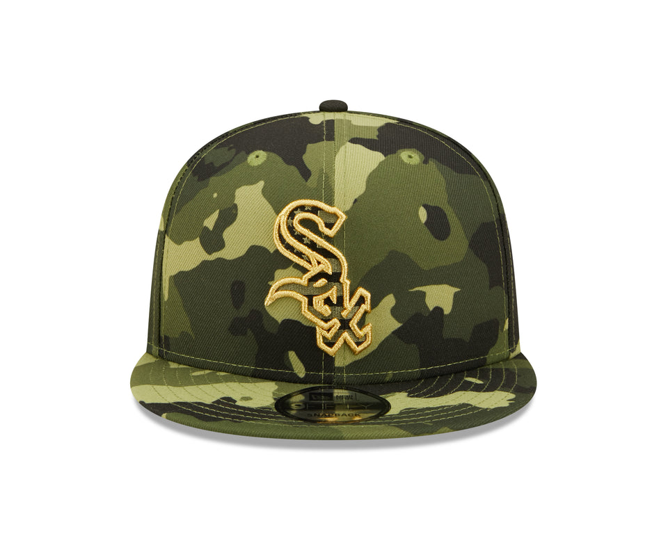 Men's Chicago White Sox New Era 2022 Armed Forces Day Camo 9FIFTY Snapback Adjustable Hat Official Team Hat Sports Fan Cap Official NFL Team Hat Football Fan Cap