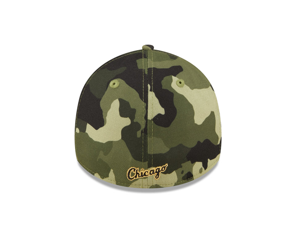 Men's Chicago White Sox New Era Camo 2022 Armed Forces Day 39THIRTY Flex Hat Official Team Hat Sports Fan Cap Official NFL Team Hat Football Fan Cap