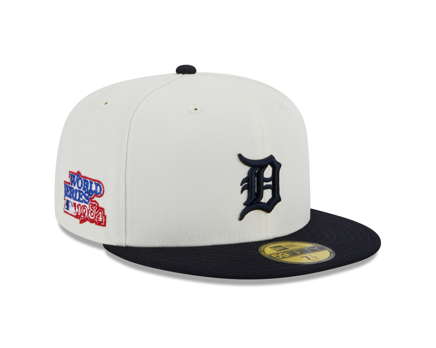 Detroit Tigers 1984 World Series Cream/Navy New Era Retro 59FIFTY Fitted Hat Official Team Hat Sports Fan Cap Official NFL Team Hat Football Fan Cap