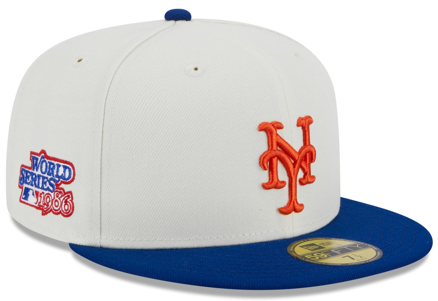 New York Mets 1982 World Series Cream/Royal New Era Retro 59FIFTY Fitted Hat Official Team Hat Sports Fan Cap Official NFL Team Hat Football Fan Cap