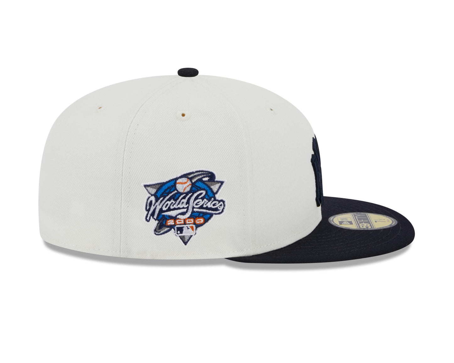 New York Yankees 2000 World Series Cream/Navy New Era Retro 59FIFTY Fitted Hat Official Team Hat Sports Fan Cap Official NFL Team Hat Football Fan Cap