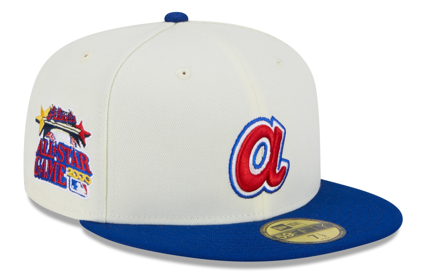 Atlanta Braves 2000 All Star Game Cream/Royal New Era Retro 59FIFTY Fitted Hat Official Team Hat Sports Fan Cap Official NFL Team Hat Football Fan Cap