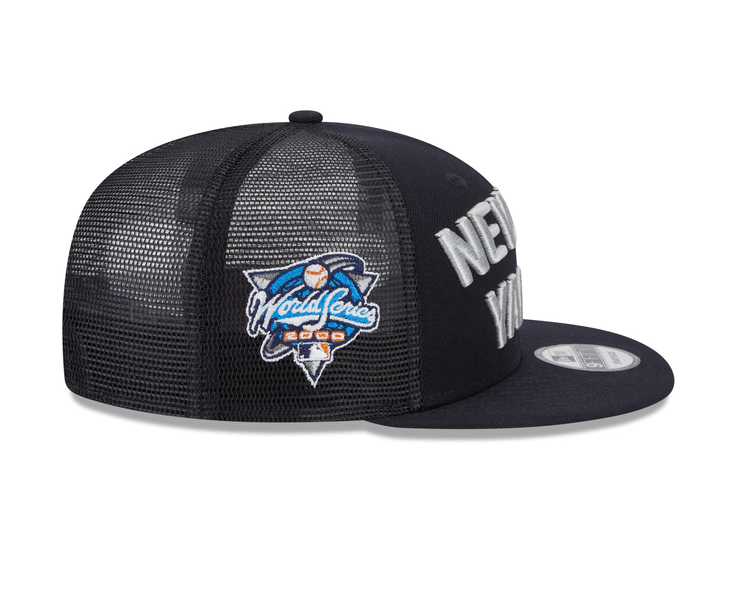 New York Yankees New Era Navy Stacked 9FIFTY Mesh Trucker Snapback Hat Official Team Hat Sports Fan Cap Official NFL Team Hat Football Fan Cap