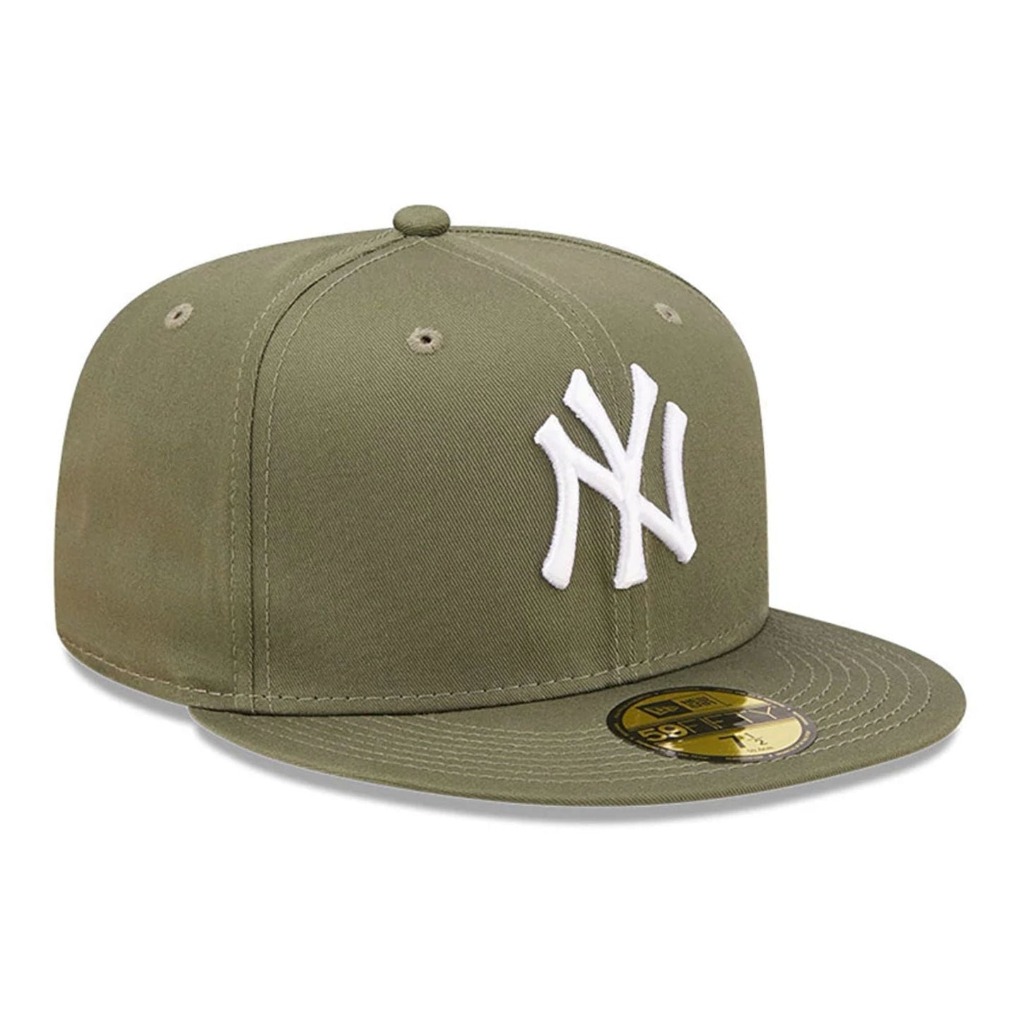 New York Yankees MLB League Essential 59FIFTY Fitted New Era Olive/White Official Team Hat Sports Fan Cap Official NFL Team Hat Football Fan Cap