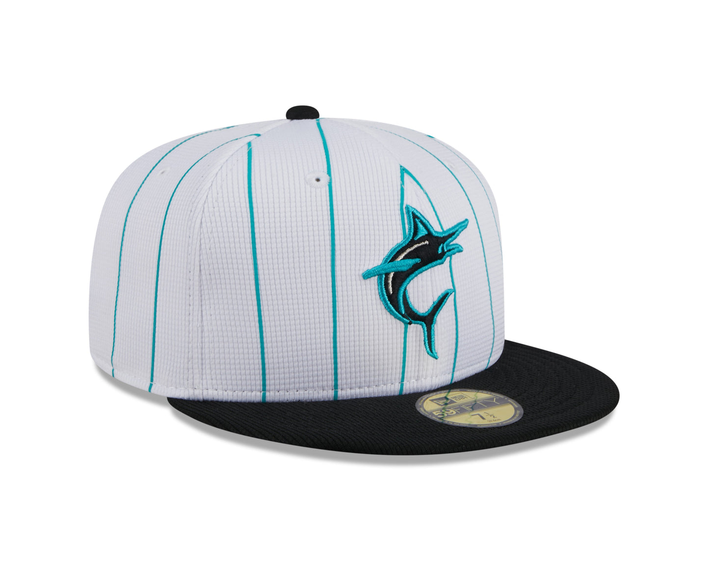 Men's Miami Marlins White 2024 Batting Practice 59FIFTY Fitted Hat Official Team Hat Sports Fan Cap Official NFL Team Hat Football Fan Cap