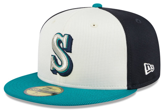 Men's Seattle Mariners New Era White 2024 Batting Practice 59FIFTY Fitted Hat Official Team Hat Sports Fan Cap Official NFL Team Hat Football Fan Cap
