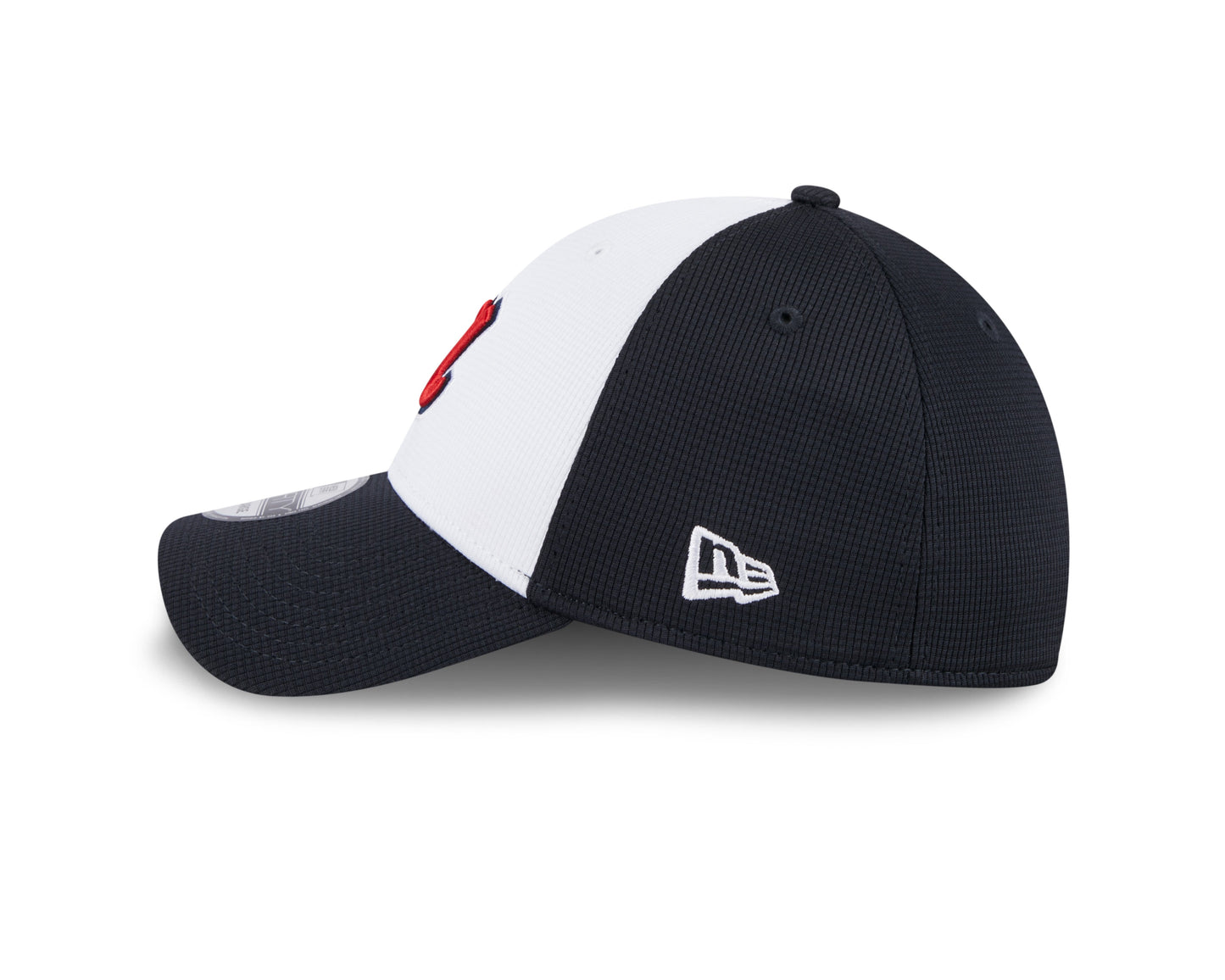 Mens New Era Atlanta Braves White/Navy 2024 Batting Practice 39Thirty Flex Fit Cap Official Team Hat Sports Fan Cap Official NFL Team Hat Football Fan Cap