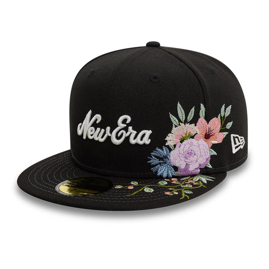 Branded New Era MLB Floral 59Fifty New Era Black/White Official Team Hat Sports Fan Cap Official NFL Team Hat Football Fan Cap